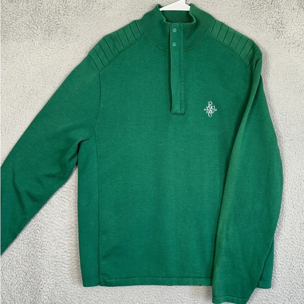 RLX Ralph Lauren Sweater Mens XL Green Quarter Snap Golf Pullover Knit Mock Neck